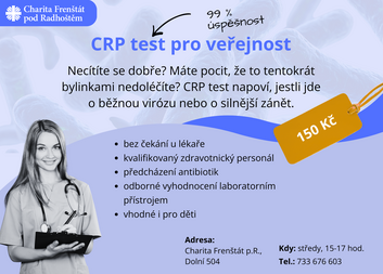 Nově nabízíme CRP testování pro veřejnost